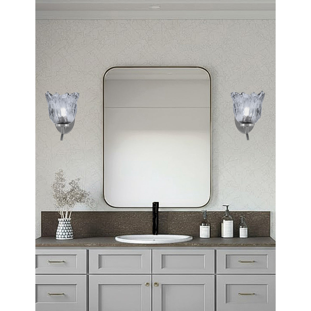 Toltec Kurve 7in 1-Light Uplight Wall Sconce | Modern Graphite and Smoke Lava Glass | Bedroom & Hallway Accent Light | Model 3721-GP-4232
