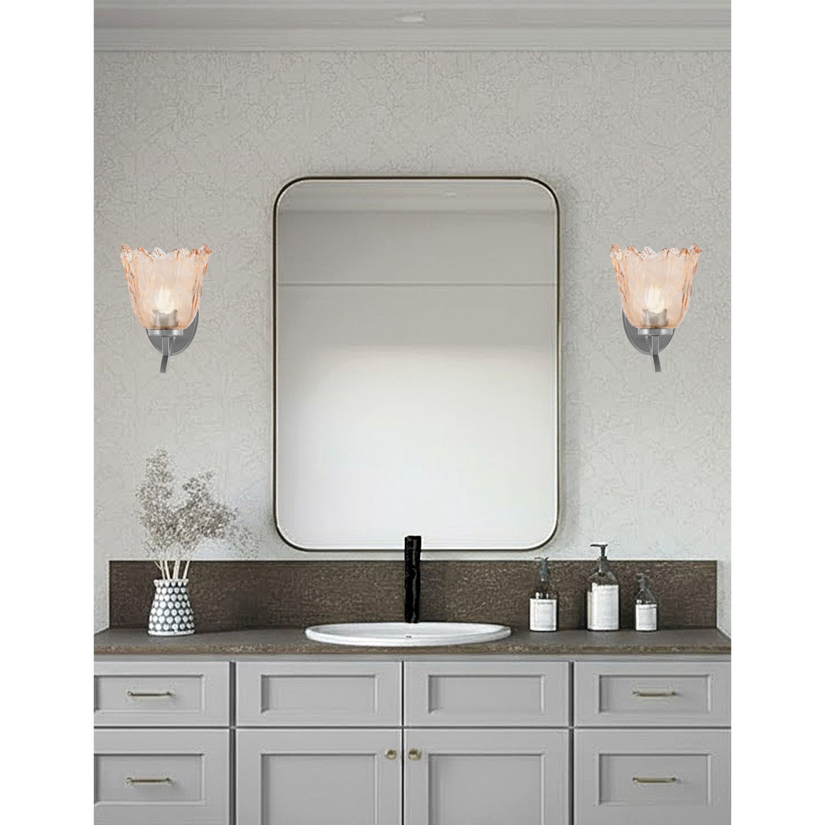 Toltec Kurve 7in 1-Light Uplight Wall Sconce | Modern Graphite and Amber Lava Glass | Bedroom & Hallway Accent Light | Model 3721-GP-4233
