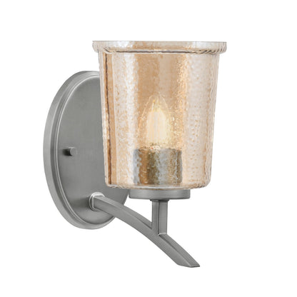 Toltec Kurve 5in 1-Light Uplight Wall Sconce | Modern Graphite and Amber Bubble Glass | Bedroom & Hallway Accent Light | Model 3721-GP-5033