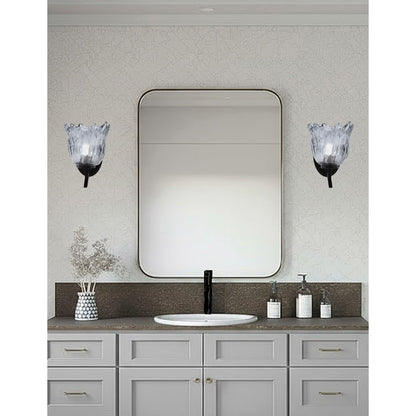 Toltec Kurve 7in 1-Light Uplight Wall Sconce | Modern Matte Black and Smoke Lava Glass | Bedroom & Hallway Accent Light | Model 3721-MB-4232