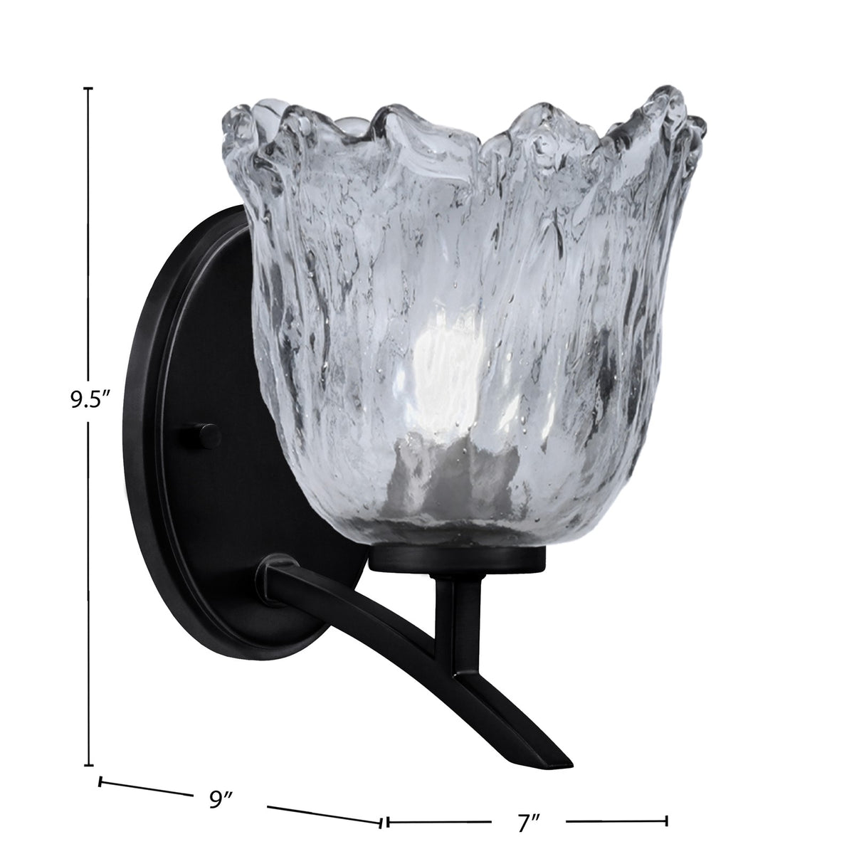 Toltec Kurve 7in 1-Light Uplight Wall Sconce | Modern Matte Black and Smoke Lava Glass | Bedroom & Hallway Accent Light | Model 3721-MB-4232