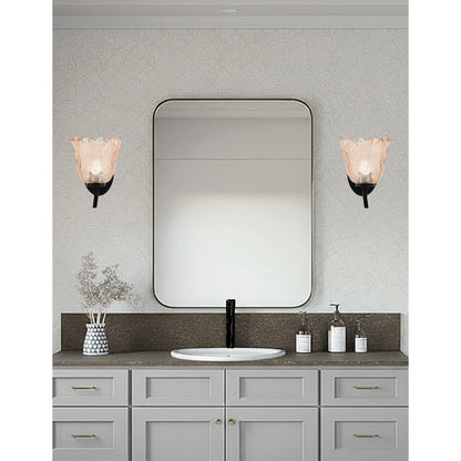 Toltec Kurve 7in 1-Light Wall Sconce | Modern Matte Black and Amber Lava Glass | Bedroom & Hallway Accent Light | 7 x 9 x 9.5 in | Model 3721-MB-4233