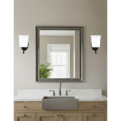 Toltec Kurve 9.75in 1-Light Uplight Wall Sconce | Modern Matte Black and White Opal Glass | Bathroom & Hallway | Model 3721-MB-5031