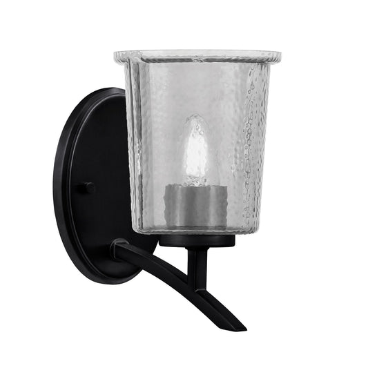 Toltec Kurve 5in 1-Light Uplight Wall Sconce | Modern Matte Black and Smoke Bubble Glass | Bedroom & Hallway Accent Light | Model 3721-MB-5032