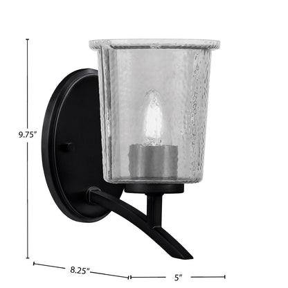 Toltec Kurve 5in 1-Light Uplight Wall Sconce | Modern Matte Black and Smoke Bubble Glass | Bedroom & Hallway Accent Light | Model 3721-MB-5032