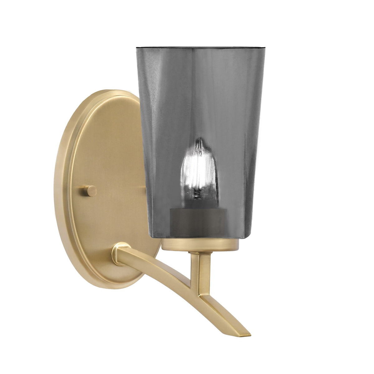 Toltec Kurve 4.5in 1-Light Wall Sconce | Transitional New Age Brass and Smoke Bubble Glass | Bedroom & Hallway Accent Light | Model 3721-NAB-262