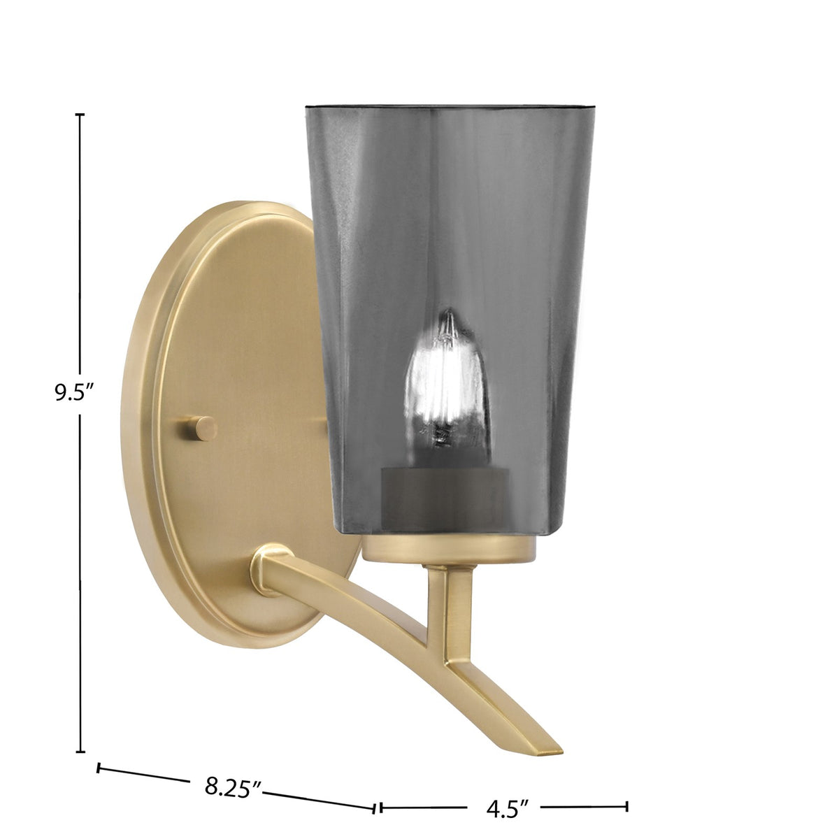Toltec Kurve 4.5in 1-Light Wall Sconce | Transitional New Age Brass and Smoke Bubble Glass | Bedroom & Hallway Accent Light | Model 3721-NAB-262
