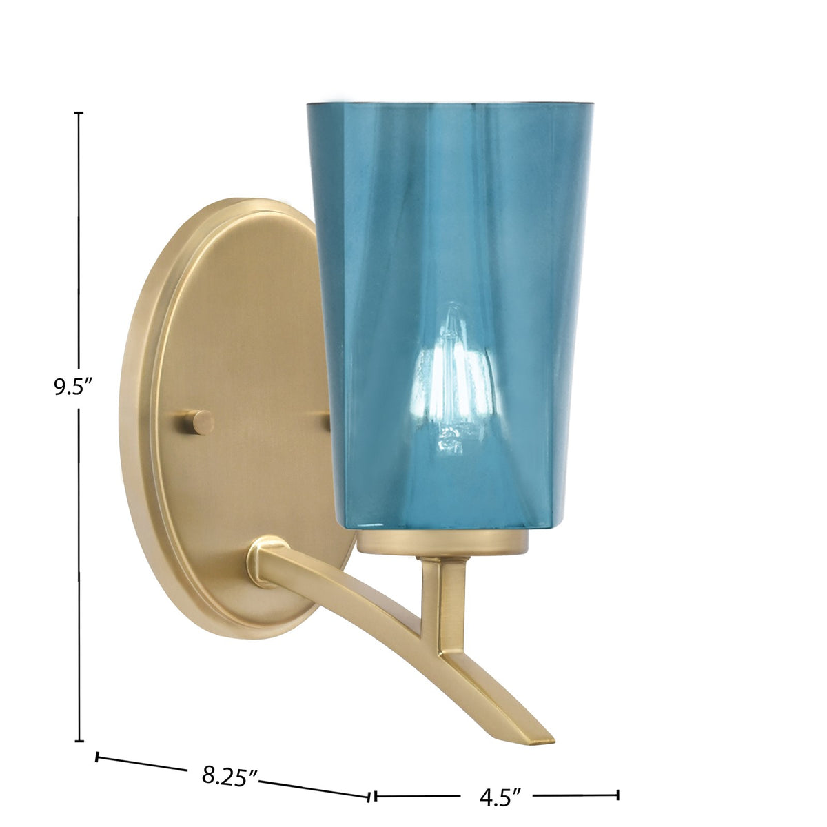 Toltec Kurve 1-Light Uplight Wall Sconce | New Age Brass and Blue Gradient Glass | Bedroom & Hallway Accent Light | Model 3721-NAB-265