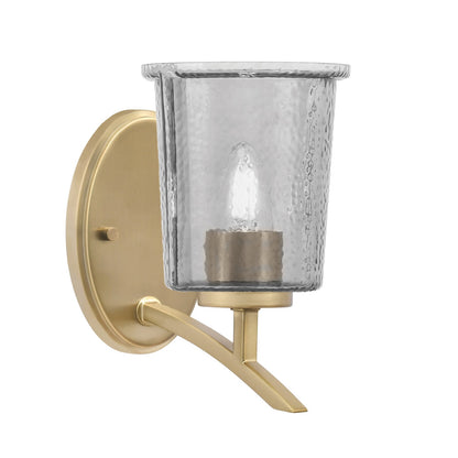 Toltec Kurve 1-Light Uplight Wall Sconce | New Age Brass and Smoke Bubble Glass | Bedroom & Hallway Accent Light | Model 3721-NAB-5032