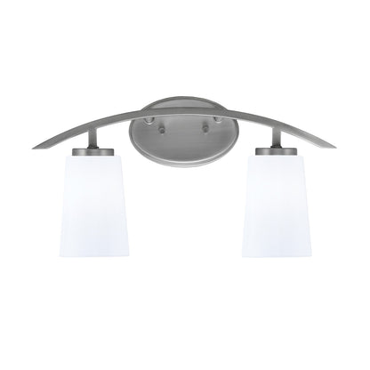 Toltec Kurve 2-Light Bath Bar | Graphite and White Opal Glass | Bathroom & Vanity Lighting | 7.25 x 10.5 in | Model 3722-GP-261