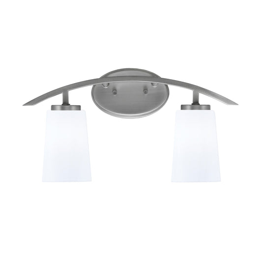 Toltec Kurve 2-Light Bath Bar | Graphite and White Opal Glass | Bathroom & Vanity Lighting | 7.25 x 10.5 in | Model 3722-GP-261