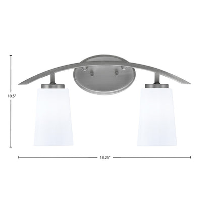 Toltec Kurve 2-Light Bath Bar | Graphite and White Opal Glass | Bathroom & Vanity Lighting | 7.25 x 10.5 in | Model 3722-GP-261