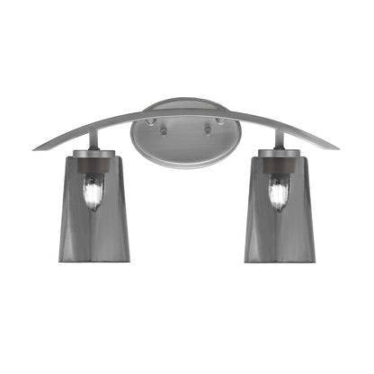 Toltec Kurve 2-Light Bath Bar | Graphite and Smoke Bubble Glass | Bathroom & Vanity Lighting | 7.25 x 10.5 in | Model 3722-GP-262