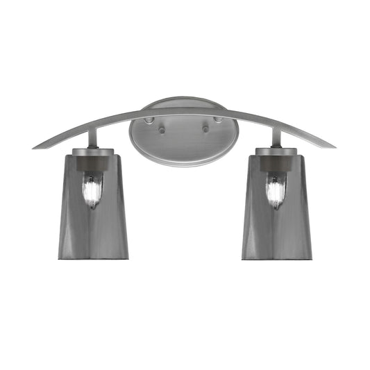 Toltec Kurve 2-Light Bath Bar | Graphite and Smoke Bubble Glass | Bathroom & Vanity Lighting | 7.25 x 10.5 in | Model 3722-GP-262