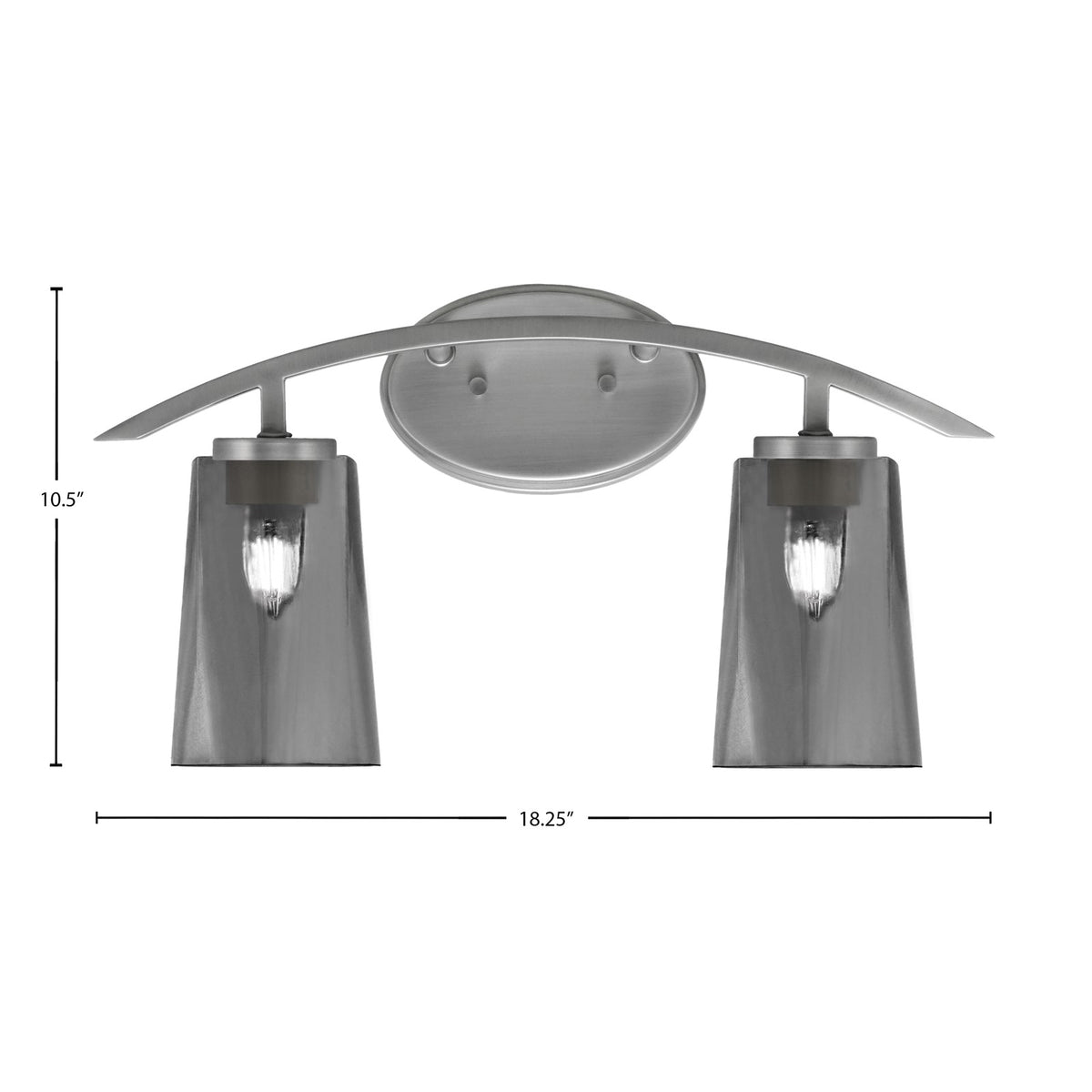 Toltec Kurve 2-Light Bath Bar | Graphite and Smoke Bubble Glass | Bathroom & Vanity Lighting | 7.25 x 10.5 in | Model 3722-GP-262