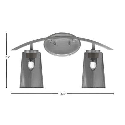 Toltec Kurve 2-Light Bath Bar | Graphite and Smoke Bubble Glass | Bathroom & Vanity Lighting | 7.25 x 10.5 in | Model 3722-GP-262