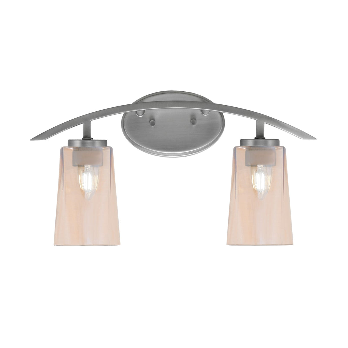 Toltec Kurve 10.5in 2-Light Bath Bar | Modern Graphite and Amber Gradient Glass | Bathroom Vanity | 7.25 x 10.5 in | Model 3722-GP-263