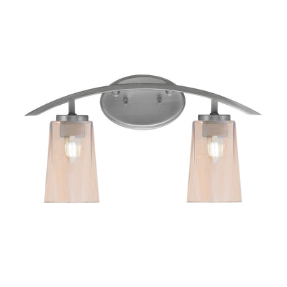 Toltec Kurve 10.5in 2-Light Bath Bar | Modern Graphite and Amber Gradient Glass | Bathroom Vanity | 7.25 x 10.5 in | Model 3722-GP-263