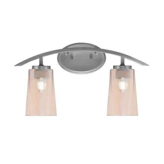 Toltec Kurve 10.5in 2-Light Bath Bar | Modern Graphite and Amber Gradient Glass | Bathroom Vanity | 7.25 x 10.5 in | Model 3722-GP-263
