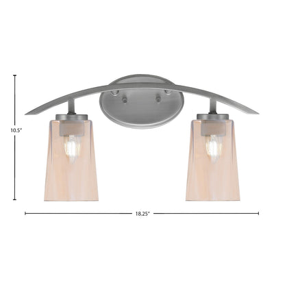 Toltec Kurve 10.5in 2-Light Bath Bar | Modern Graphite and Amber Gradient Glass | Bathroom Vanity | 7.25 x 10.5 in | Model 3722-GP-263