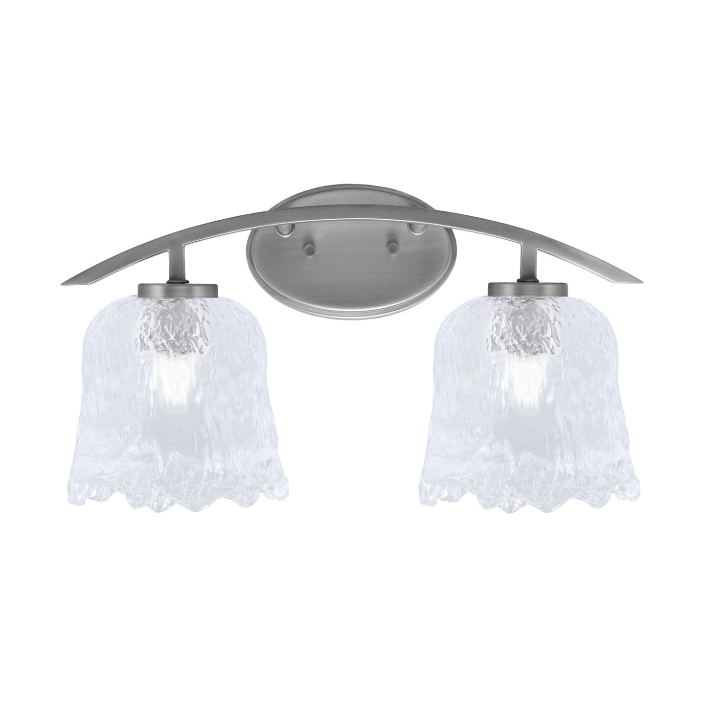 Toltec Kurve 2-Light Bath Bar | Modern Graphite Steel and Clear Lava Glass | Bathroom Vanity & Powder Room | 7.5 x 10.25 in | Model 3722-GP-4230
