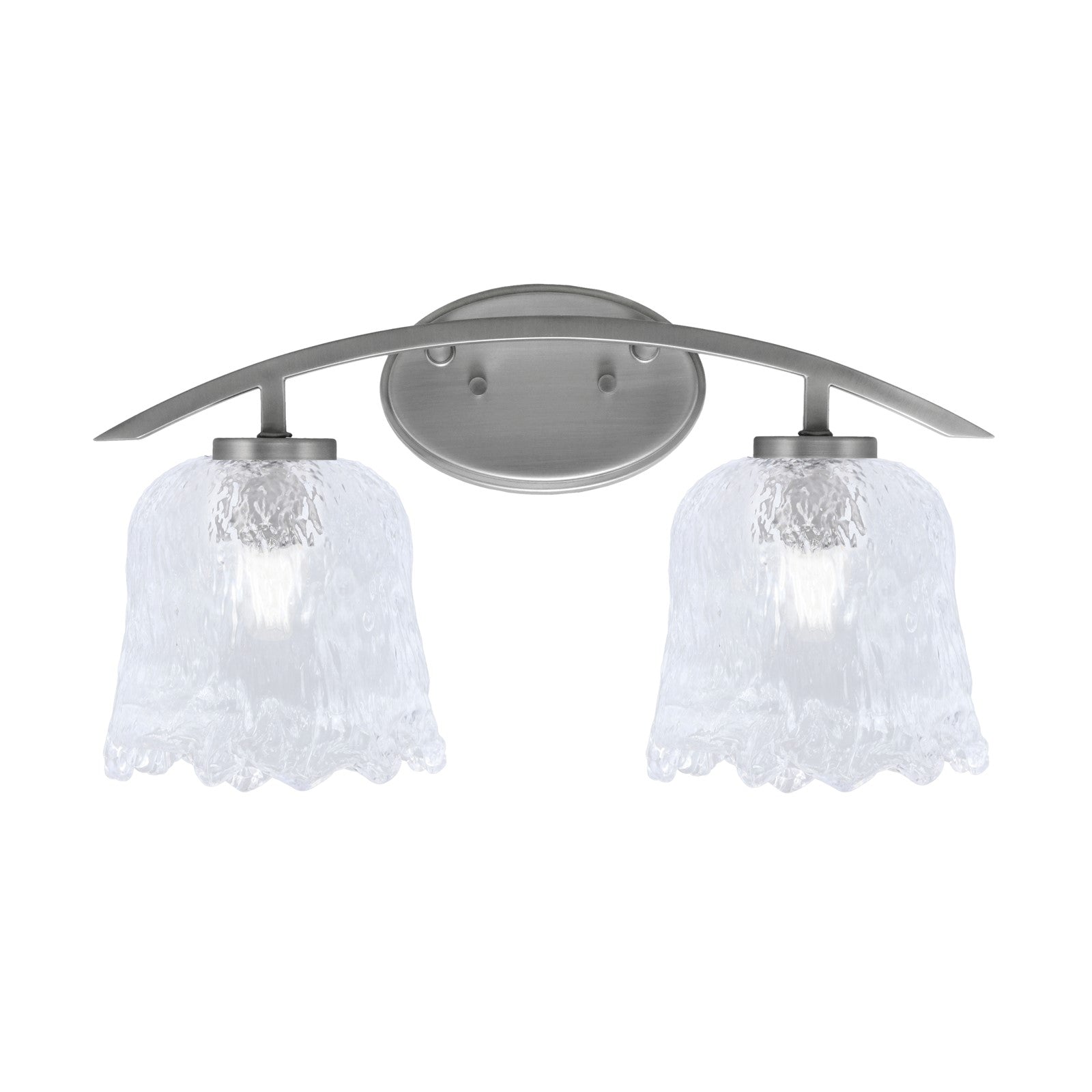 Toltec Kurve 2-Light Bath Bar | Modern Graphite Steel and Clear Lava Glass | Bathroom Vanity & Powder Room | 7.5 x 10.25 in | Model 3722-GP-4230