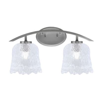 Toltec Kurve 2-Light Bath Bar | Modern Graphite Steel and Clear Lava Glass | Bathroom Vanity & Powder Room | 7.5 x 10.25 in | Model 3722-GP-4230