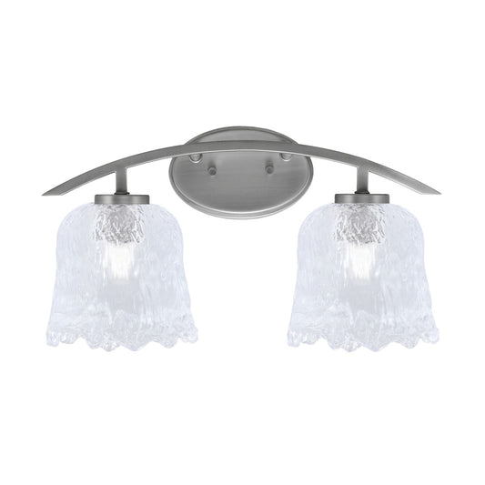Toltec Kurve 2-Light Bath Bar | Modern Graphite Steel and Clear Lava Glass | Bathroom Vanity & Powder Room | 7.5 x 10.25 in | Model 3722-GP-4230
