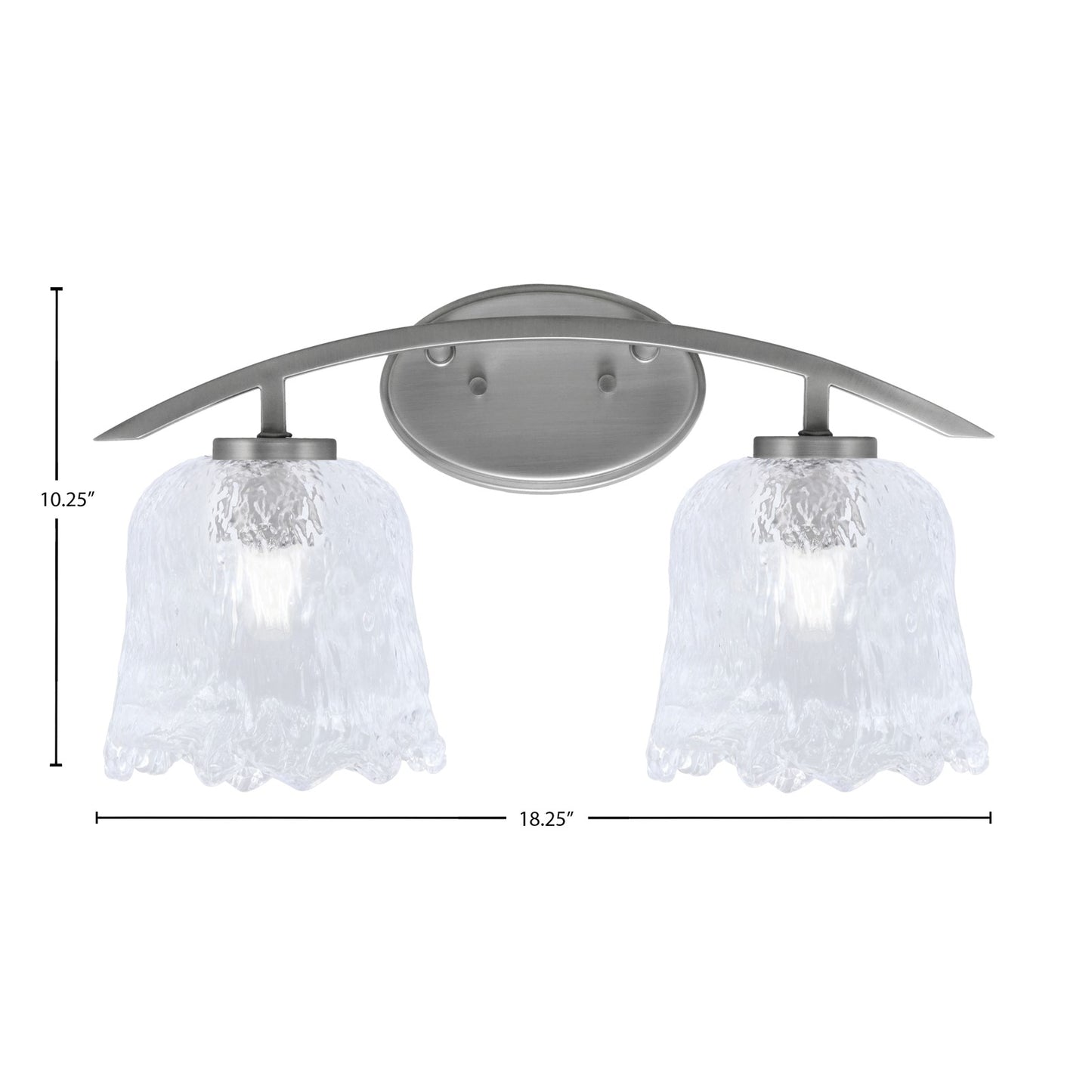 Toltec Kurve 2-Light Bath Bar | Modern Graphite Steel and Clear Lava Glass | Bathroom Vanity & Powder Room | 7.5 x 10.25 in | Model 3722-GP-4230