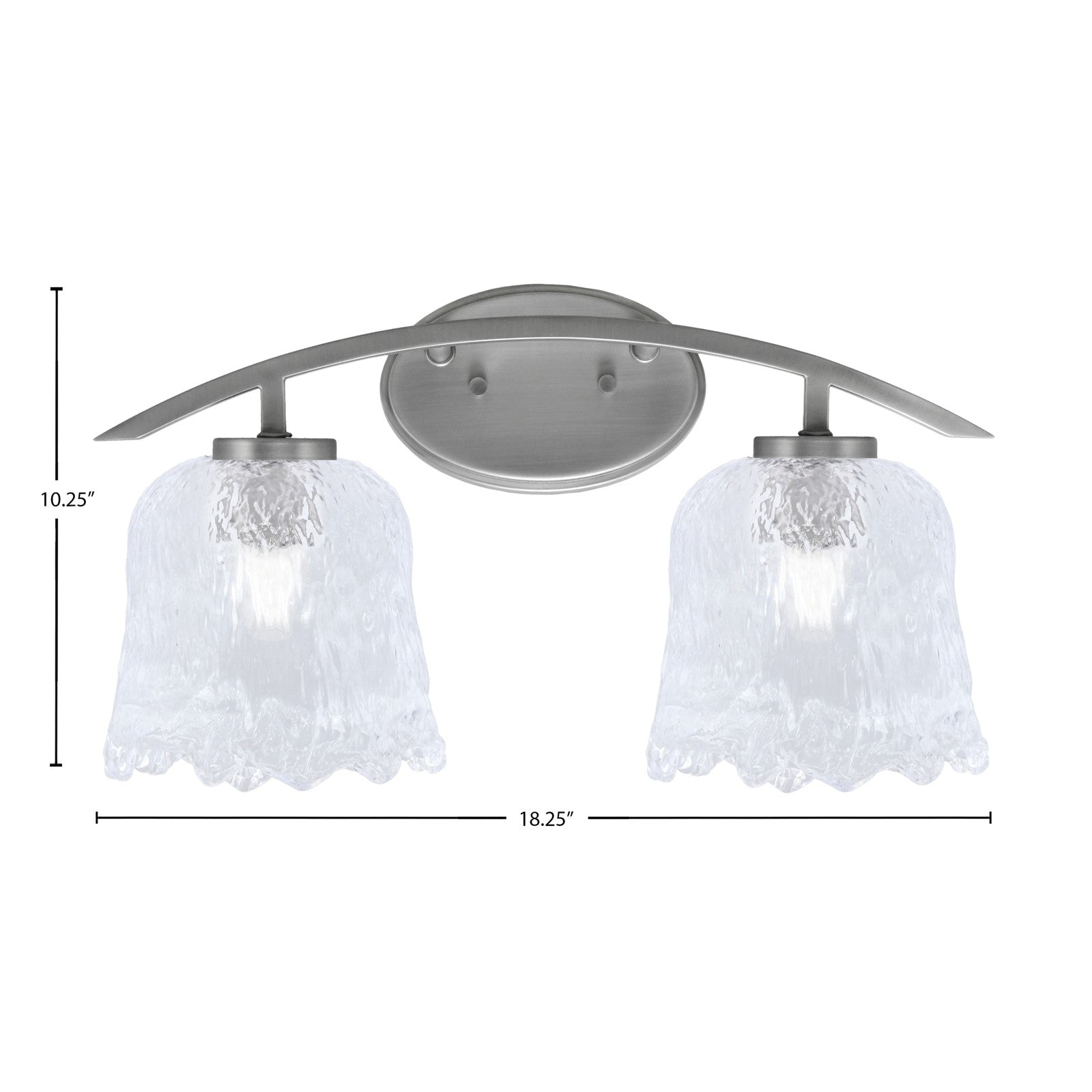 Toltec Kurve 2-Light Bath Bar | Modern Graphite Steel and Clear Lava Glass | Bathroom Vanity & Powder Room | 7.5 x 10.25 in | Model 3722-GP-4230