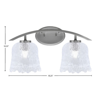 Toltec Kurve 2-Light Bath Bar | Modern Graphite Steel and Clear Lava Glass | Bathroom Vanity & Powder Room | 7.5 x 10.25 in | Model 3722-GP-4230