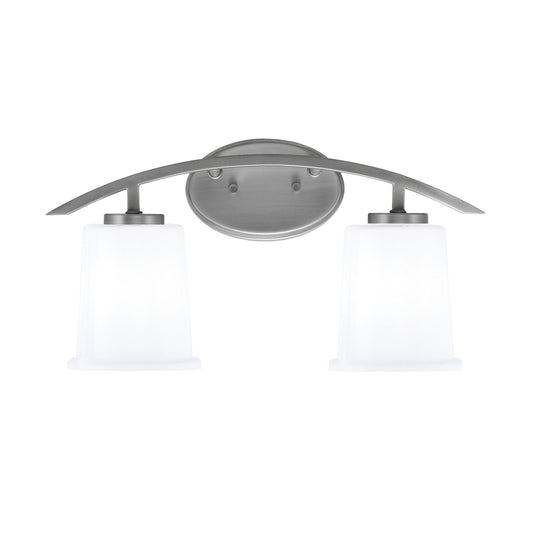 Toltec Kurve 9.5in 2-Light Bath Bar | Modern Graphite and White Opal Glass | Bathroom Vanity | 7 x 9.5 in | Model 3722-GP-5031