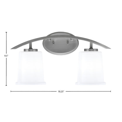 Toltec Kurve 9.5in 2-Light Bath Bar | Modern Graphite and White Opal Glass | Bathroom Vanity | 7 x 9.5 in | Model 3722-GP-5031