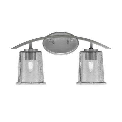 Toltec Kurve 9.5in 2-Light Bath Bar | Modern Graphite and Smoke Bubble Glass | Bathroom Vanity | 7 x 9.5 in | Model 3722-GP-5032