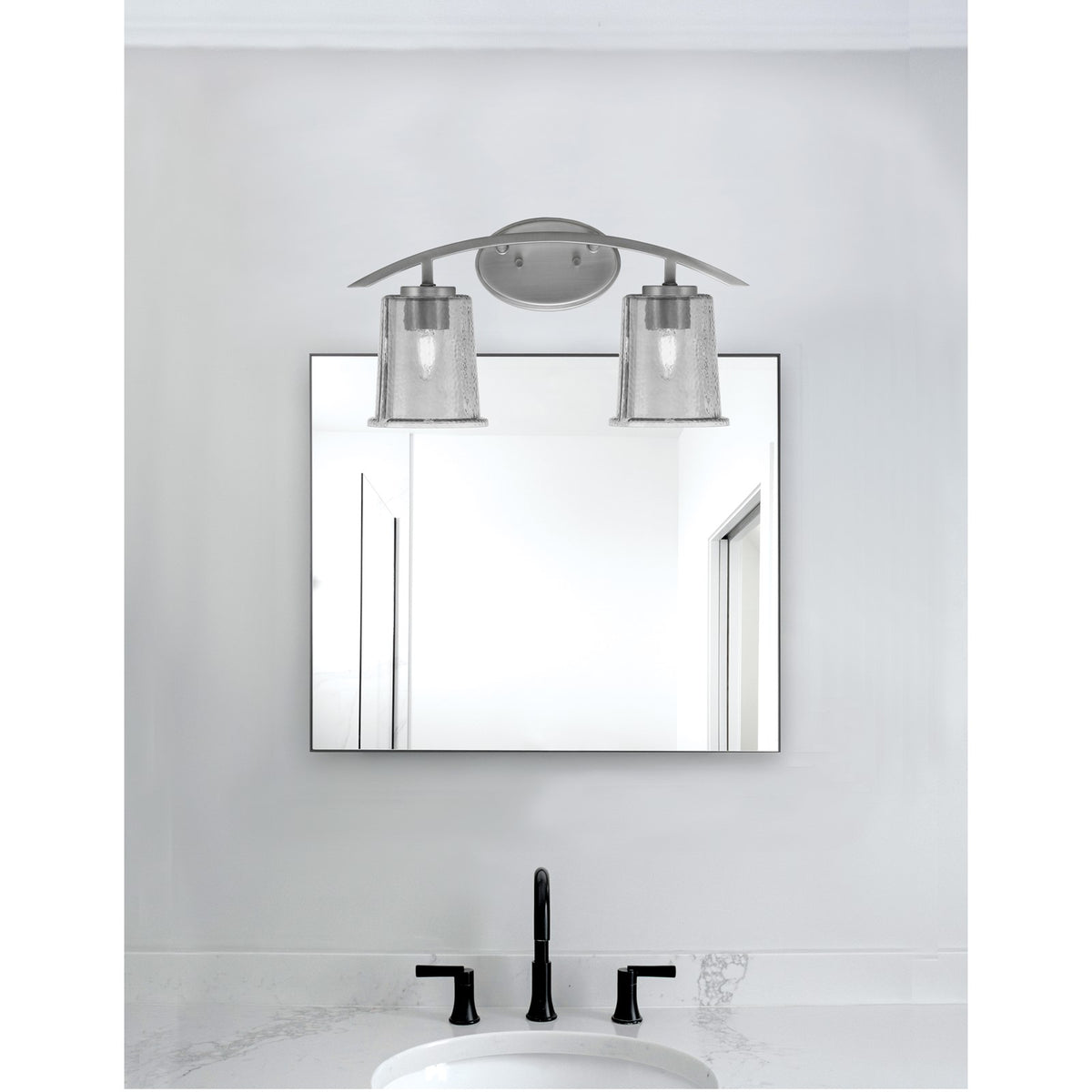 Toltec Kurve 9.5in 2-Light Bath Bar | Modern Graphite and Smoke Bubble Glass | Bathroom Vanity | 7 x 9.5 in | Model 3722-GP-5032
