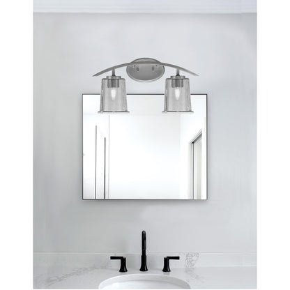 Toltec Kurve 9.5in 2-Light Bath Bar | Modern Graphite and Smoke Bubble Glass | Bathroom Vanity | 7 x 9.5 in | Model 3722-GP-5032
