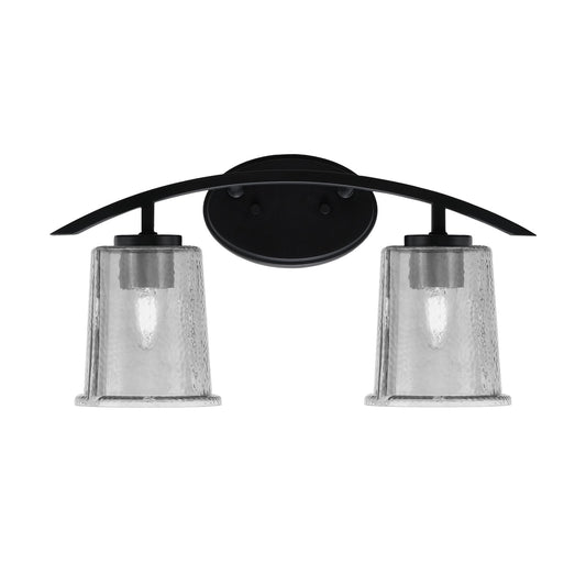 Toltec Kurve 2-Light Bath Bar | Modern Matte Black Steel and Smoke Bubble Glass | Bathroom Vanity & Powder Room | 7 x 9.5 in | Model 3722-MB-5032