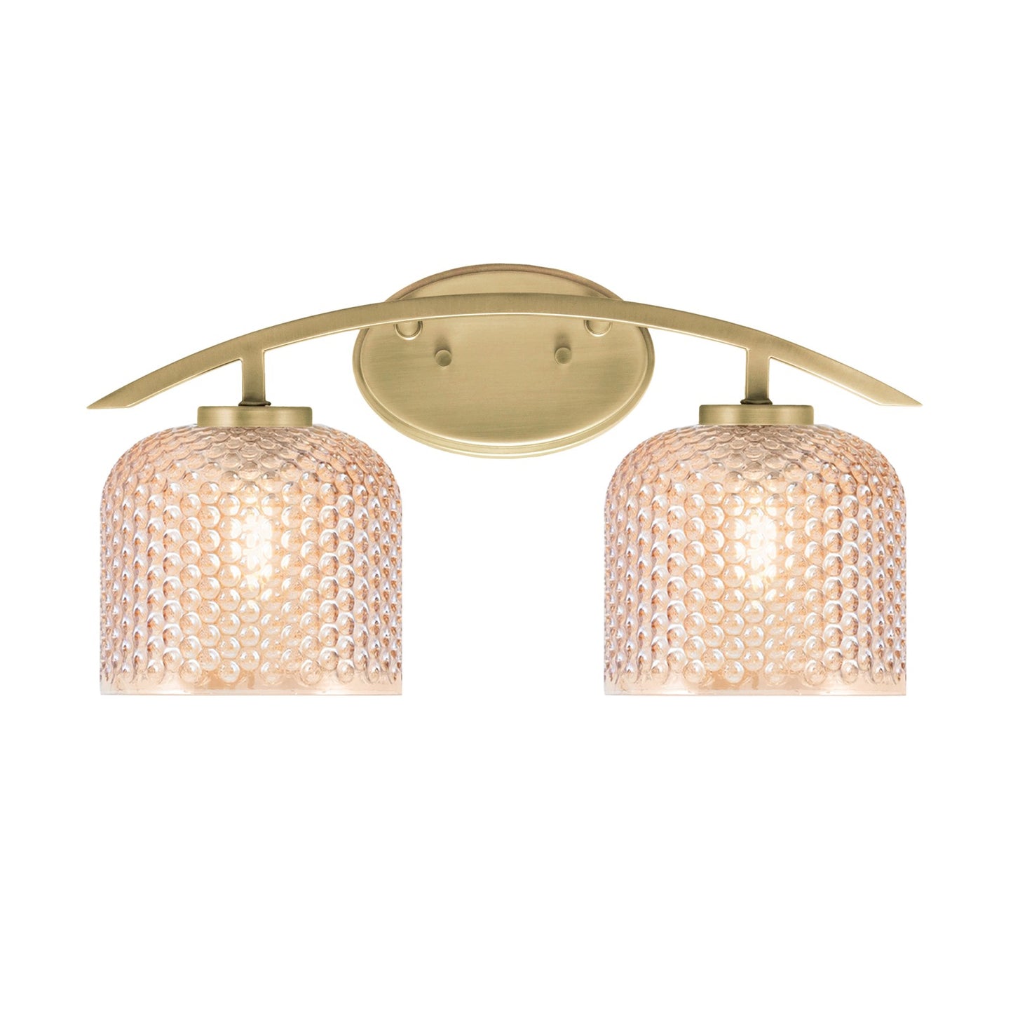 Toltec Kurve 18in 2-Light Bath Bar | Contemporary New Age Brass Steel and Amber Textured Glass | Bathroom Vanity & Grooming | 18.25 x 9.5 x 7.75 in | Model 3722-NAB-4613