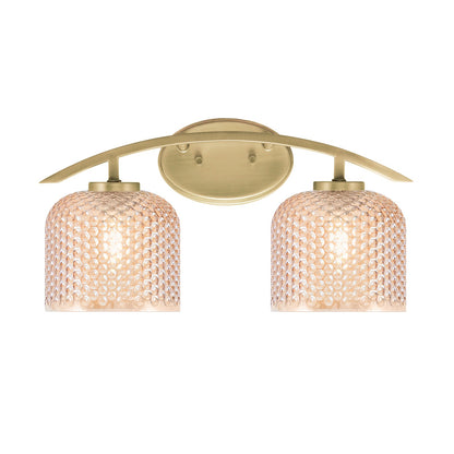 Toltec Kurve 18in 2-Light Bath Bar | Contemporary New Age Brass Steel and Amber Textured Glass | Bathroom Vanity & Grooming | 18.25 x 9.5 x 7.75 in | Model 3722-NAB-4613