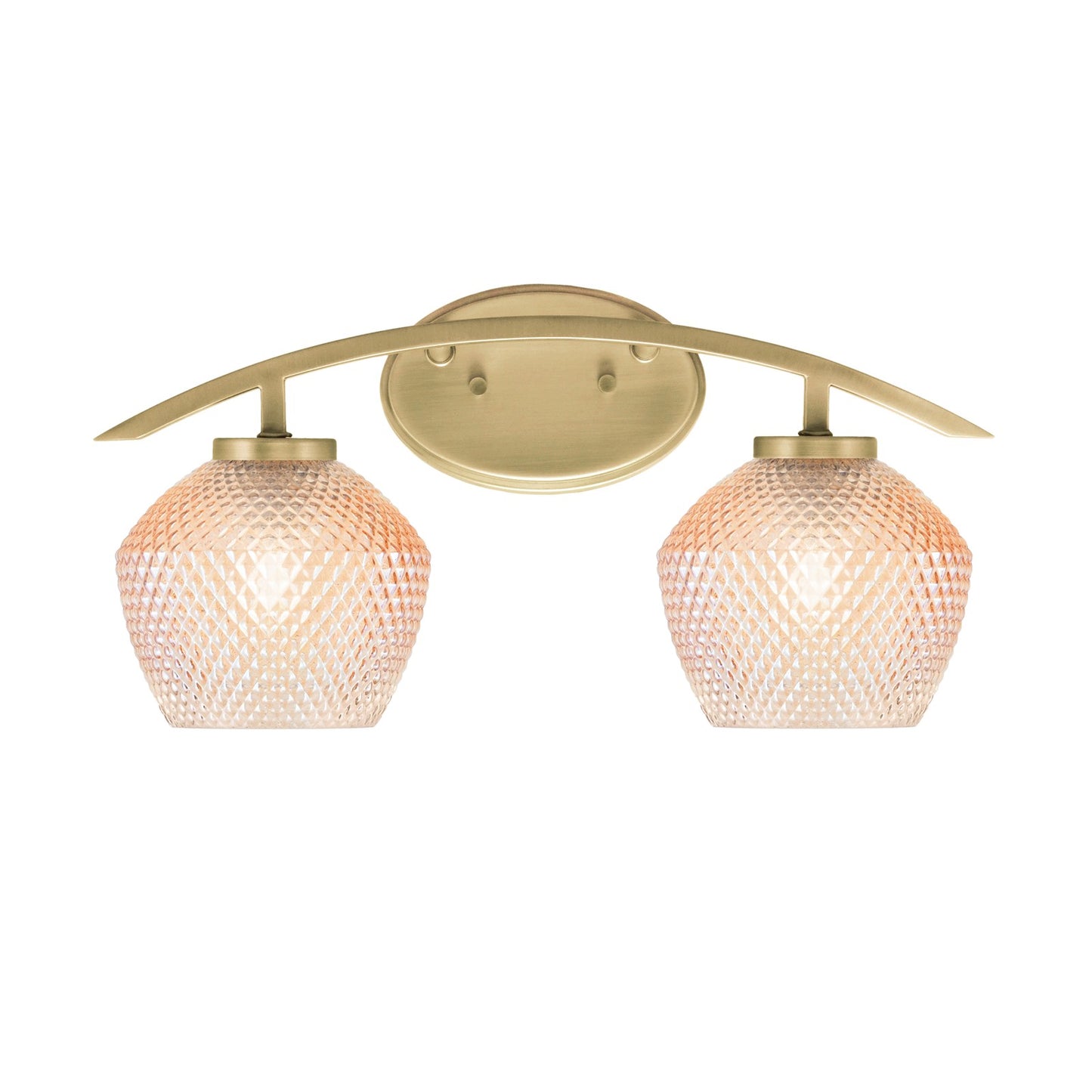Toltec Kurve 18.25in 2-Light Bathroom Vanity Light | Modern New Age Brass Steel and Amber Textured Glass | Bathroom Vanity | 18.25 x 9.5 x 7.75 in | Model 3722-NAB-4623