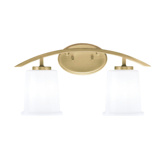 Toltec Kurve 2-Light Bath Bar | Modern New Age Brass and White Opal Glass | Bathroom & Powder Room Vanity Light | 7 x 9.5 in | Model 3722-NAB-5031