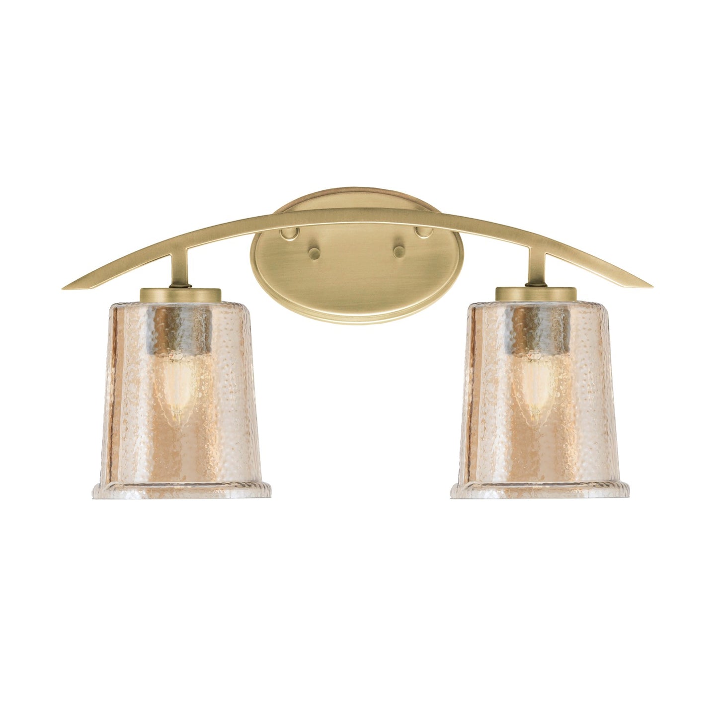 Toltec Kurve 2-Light Bath Bar | Modern New Age Brass and Amber Bubble Glass | Bathroom Vanity & Powder Room | 7 x 9.5 in | Model 3722-NAB-5033