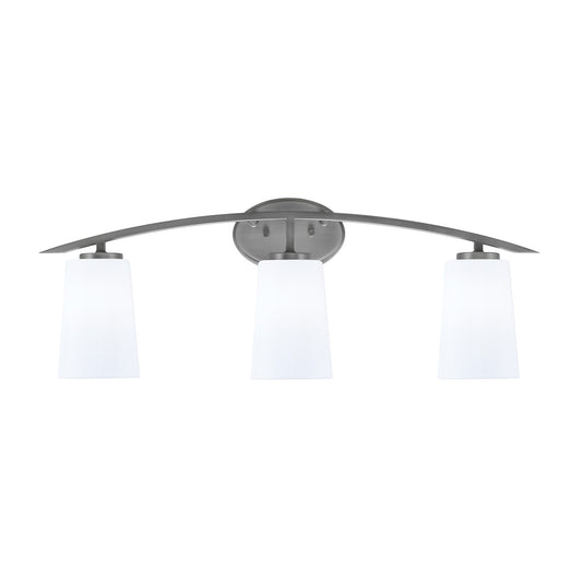 Toltec Kurve 3-Light Bath Bar | Graphite Steel and White Opal Glass | Bathroom Vanity & Powder Room | 7.25 x 10.5 in | Model 3723-GP-261