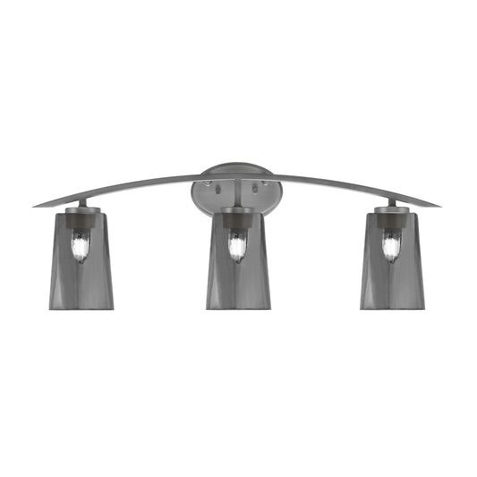 Toltec Kurve 3-Light Bath Bar | Graphite Steel and Smoke Bubble Glass | Bathroom Vanity & Powder Room | 7.25 x 10.5 in | Model 3723-GP-262