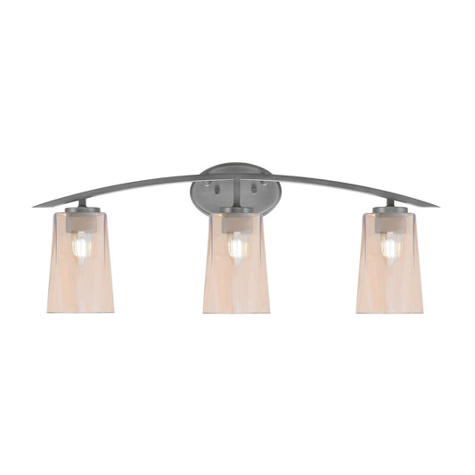 Toltec Kurve 3-Light Bath Bar | Graphite Steel and Amber Gradient Glass | Bathroom Vanity & Powder Room | 7.25 x 10.5 in | Model 3723-GP-263