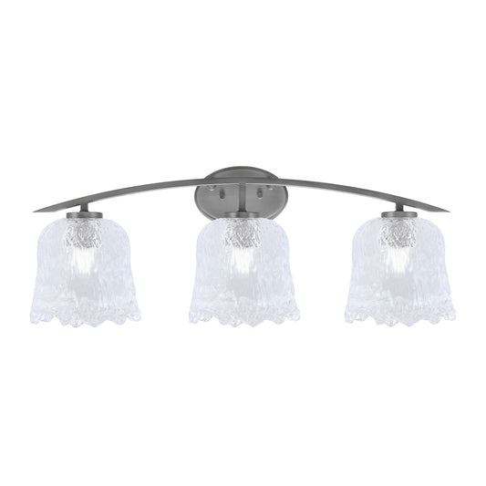 Toltec Kurve 3-Light Bath Bar | Modern Graphite Finish and Clear Lava Glass | Bathroom Vanity Lighting | 7.5 x 10.25 in | Model 3723-GP-4230