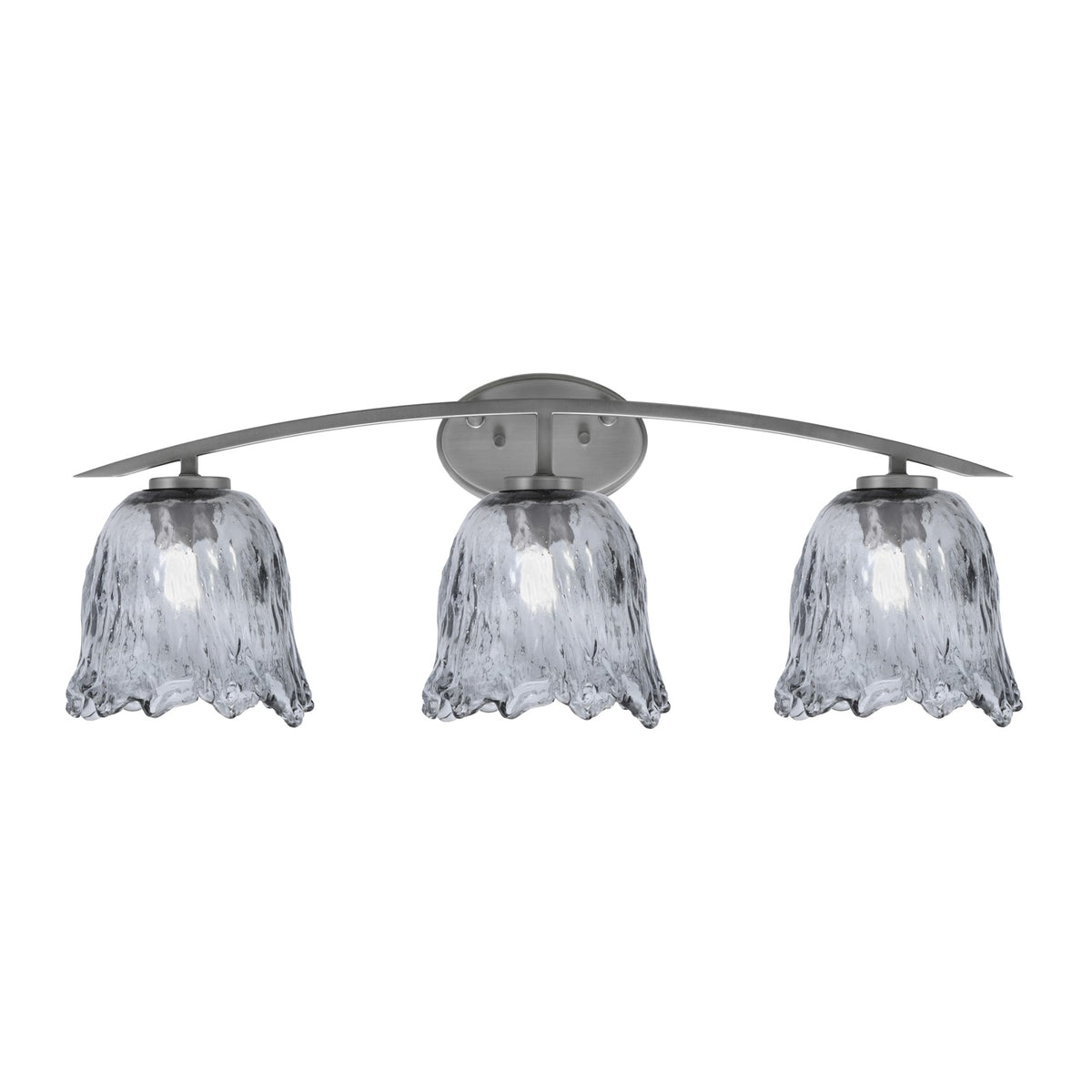 Toltec Kurve 3-Light Bath Bar | Graphite Finish and Smoke Lava Glass | Bathroom Vanity Light | 7.5 x 10.25 in | Model 3723-GP-4232