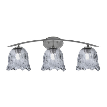 Toltec Kurve 3-Light Bath Bar | Graphite Finish and Smoke Lava Glass | Bathroom Vanity Light | 7.5 x 10.25 in | Model 3723-GP-4232