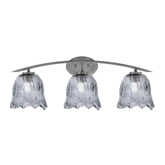 Toltec Kurve 3-Light Bath Bar | Graphite Finish and Smoke Lava Glass | Bathroom Vanity Light | 7.5 x 10.25 in | Model 3723-GP-4232