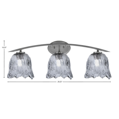 Toltec Kurve 3-Light Bath Bar | Graphite Finish and Smoke Lava Glass | Bathroom Vanity Light | 7.5 x 10.25 in | Model 3723-GP-4232
